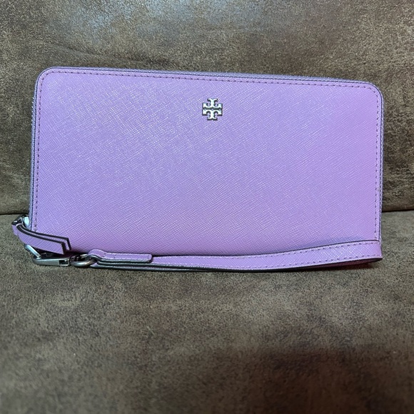 Tory Burch Purple Continental Saffiano Leather Wallet